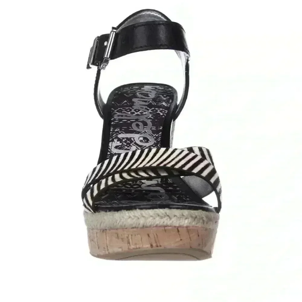 Sam Edelman zebra print clay wedge sandals